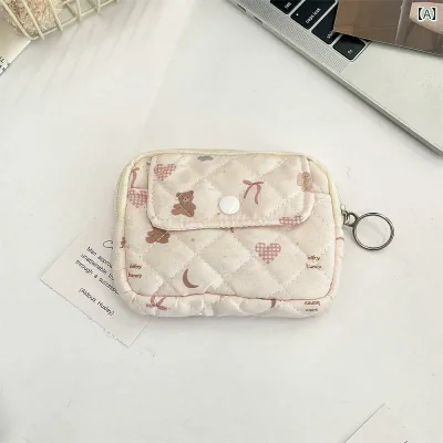 ポーチ レディース 小物入れ ミニポーチ 花柄 クマ かわいい キルティング 大容量 軽量 コスメポーチ 整理 収納 多機能 旅行 通学 通勤