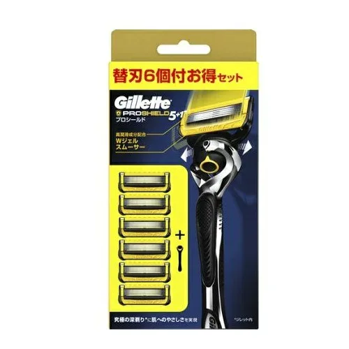 【3個セット】 P&G ジレット プロシールド マニュアルホルダー カミソリ 替刃6個付(1セット)×3個セット【正規品】