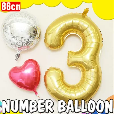 【5のつく日全品ポイント2倍】 数字 バルーン 誕生日 90CMのビッグナンバーバルーン バースデー 記念日 お祝い 周年 飾り付け 風船 1歳 2歳