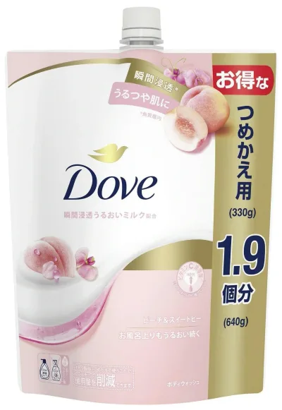 【バス用品】ユニリーバ ダヴ(Dove)ボディウォッシュ(ボディソープ)つめかえ用 大容量640g ピーチ&スイートピー【590】