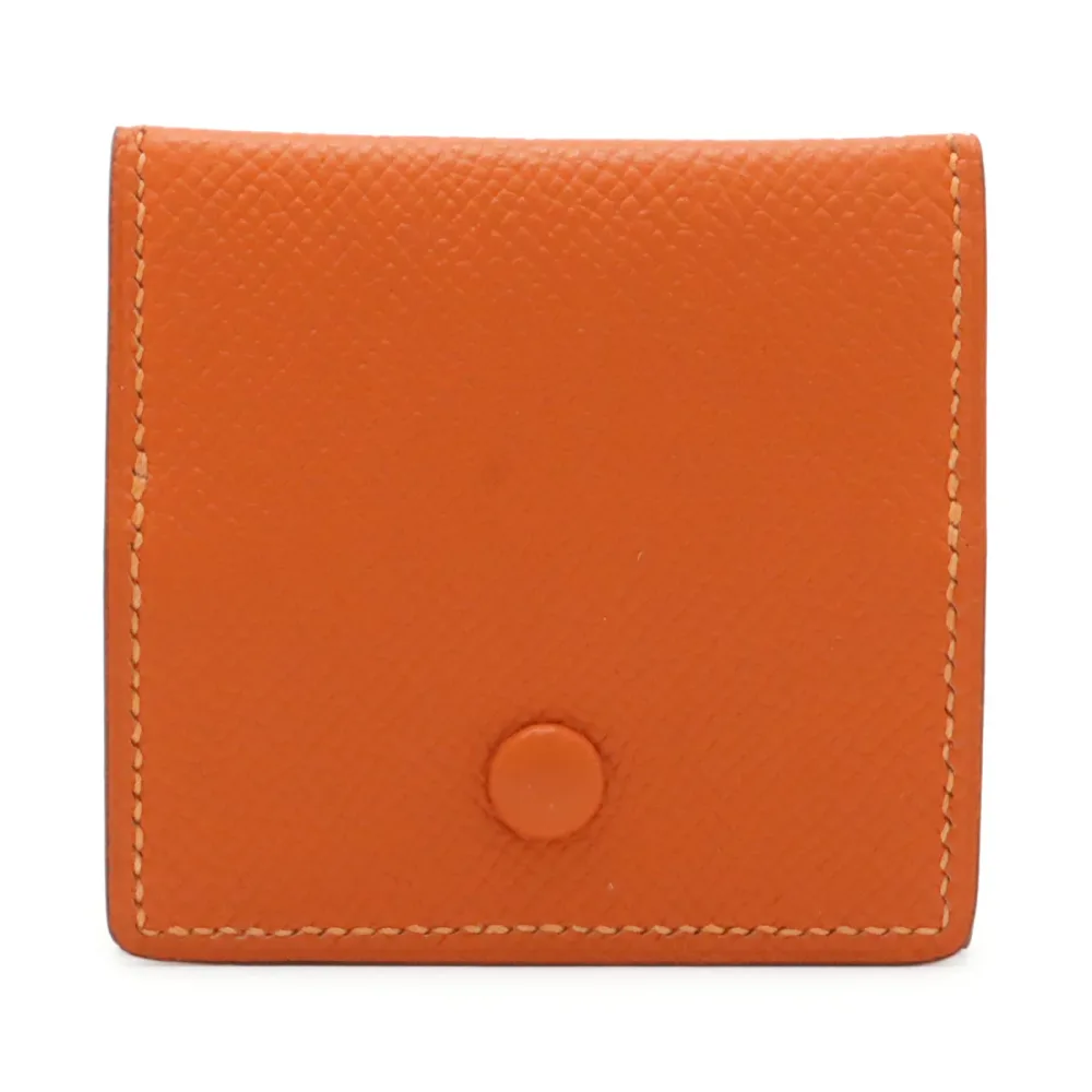 HERMES エルメス MC2 ポルトモネワット コインケース 小銭入れ コインパース スクエア 四角 ヴォーエプソン レザー オレンジ □O刻印 【中古】