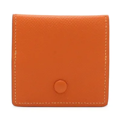 HERMES エルメス MC2 ポルトモネワット コインケース 小銭入れ コインパース スクエア 四角 ヴォーエプソン レザー オレンジ □O刻印 【中古】