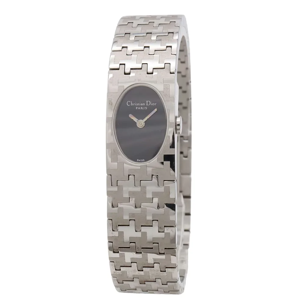 Christian Dior クリスチャン ディオール ミスディオール ブラック文字盤 SS レディース クォーツ 腕時計 D70-100 【中古】