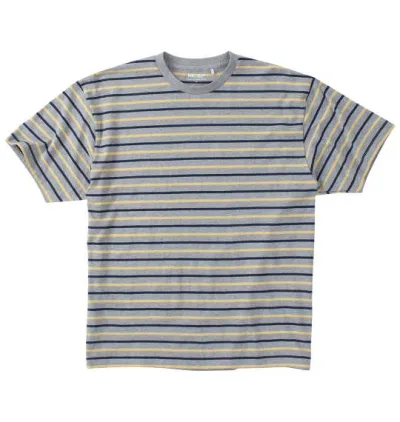 大きいサイズ メンズ Mc.S.P オーガニックコットン ボーダー クルーネック 半袖 Tシャツ グレー杢 1278-4511-3 3L 4L 5L 6L 7L 8L
