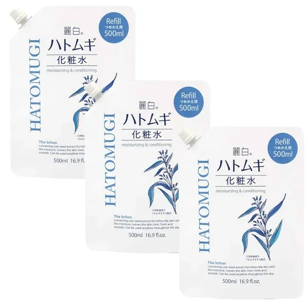 麗白 ハトムギ化粧水 詰替 500ml×3【3個セット】弱酸性 無着色 無鉱物油