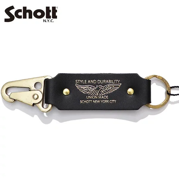 ショット【Schott】782-4970038 MILITARY HOOK ミリタリー フック キーリング レザー ゴールド ユニセックス メンズ レディース 小物 カジュアル アクセサリー 日本製 父の日ギフト【ネコポス発送】