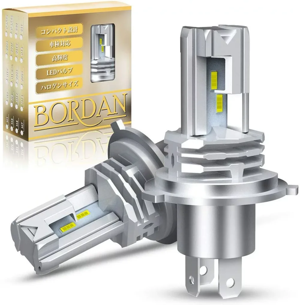 【今週限定!2999円でお得!】【超人気★H4】BORDAN H4 led ヘッドライト 一体型 純正サイズ ledヘッドライト h4 車検対応 6500K ホワイト DC12V/24V兼用(ハイブリッド車・EV車対応) Hi/Lo切替 h4 ledバルブ ファンレス led h4 バルブ 2個入 1年保証