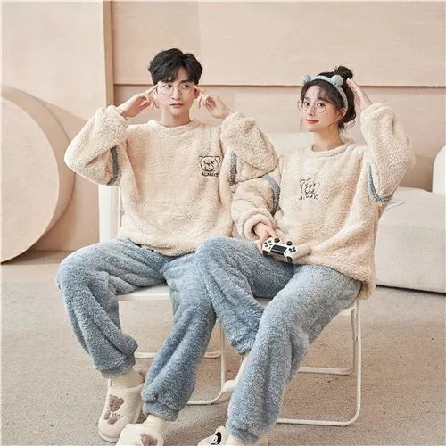 結婚 秋冬 カップル ペアパジャマ メンズ モコモコ ペアパジャマ 長袖 セット ルームウェア ペア カップル もこもこ 冬 パジャマ