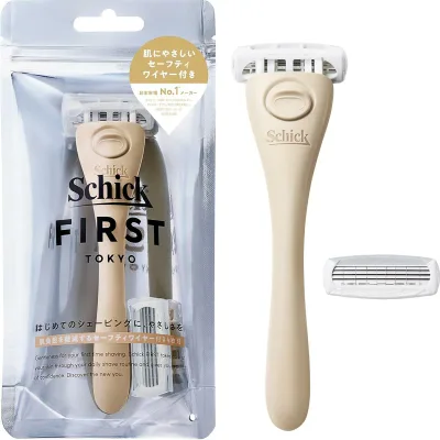 Schick(シック) シックファースト シェービング ホルダー(刃付き+替刃1コ) サンドベージュ 髭剃り カミソリ