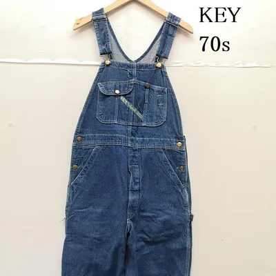 キイ 70s ヴィンテージ ボタンフライ ドーナツボタン デニム オーバーオール メンズ 表記無し ISItems【USED】【古着】【中古】50160428