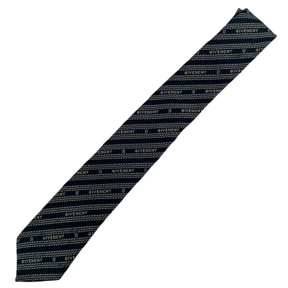 【中古】 Givenchy ジバンシィ ロゴストライプネクタイ ブラック メンズ 紳士 26023754 KJ