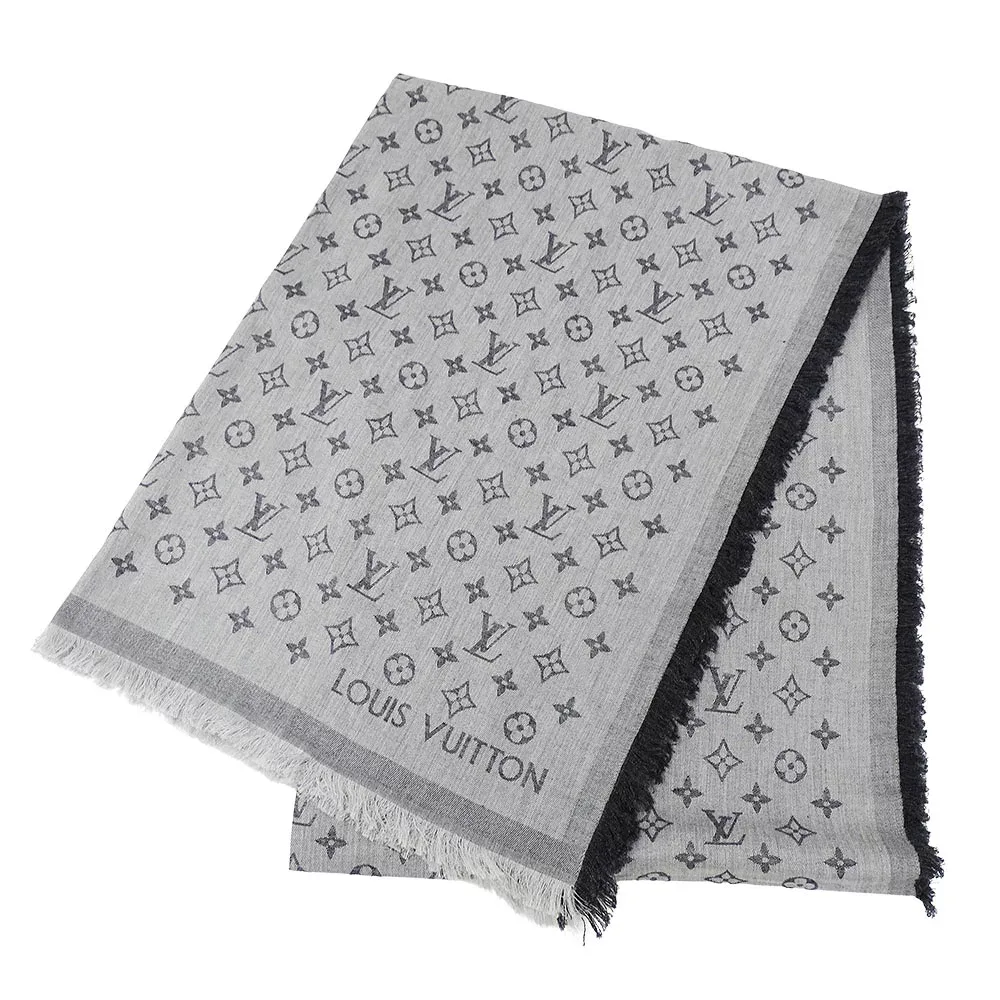 【5%Offクーポン配布中!4日20時〜9日1時59分まで!】ルイ・ヴィトン LOUIS VUITTON ストール レディース メンズ ブランド コットン ストール・モノグラム エッセンシャル グレー M71619 春夏 おしゃれ ロゴ カジュアル 【中古】