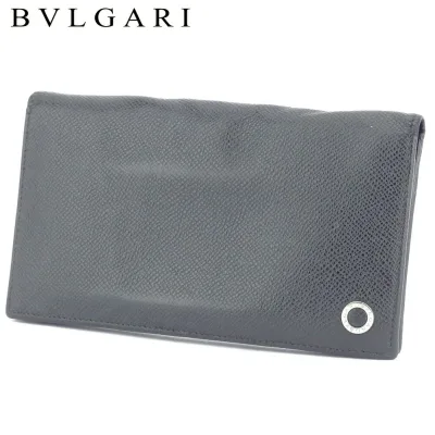 【秋のブランドBIG SALE★25%OFFクーポン】ブルガリ BVLGARI 長財布 ブルガリブルガリマン ブラック シルバー メンズ 中古 ブランド ハイブランド ヴィンテージ