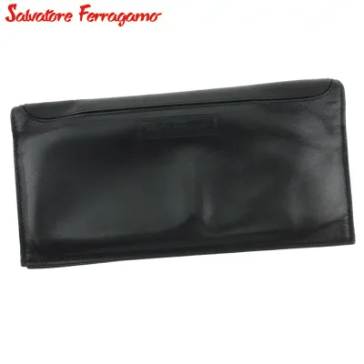 【秋のブランドBIG SALE★25%OFFクーポン】サルヴァトーレフェラガモ Salvatore Ferragamo 札入れ ロゴ ブラック レディース 中古 ブランド ハイブランド ヴィンテージ
