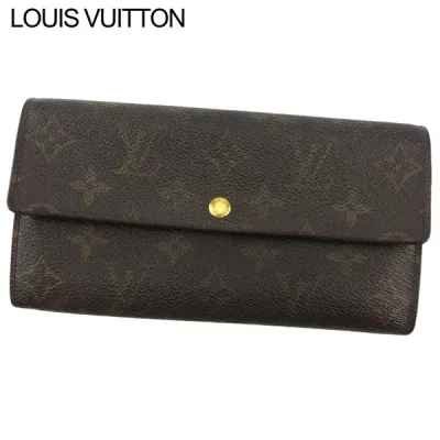 【秋のブランドBIG SALE★25%OFFクーポン】ルイ・ヴィトン LOUIS VUITTON 長財布 モノグラム ポシェットポルトモネクレディ ブラウン ベージュ ゴールド レディース 中古 ブランド ハイブランド ヴィンテージ