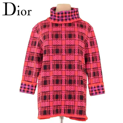 【秋のブランドBIG SALE★25%OFFクーポン】ディオール Dior ニット チュニック レディース ♯Mサイズ タートル レッド ブラック ピンク ウール毛77%ナイロン23% 【ディオール】 T4398 【中古】 ブランド ハイブランド ヴィンテージ 送料無料