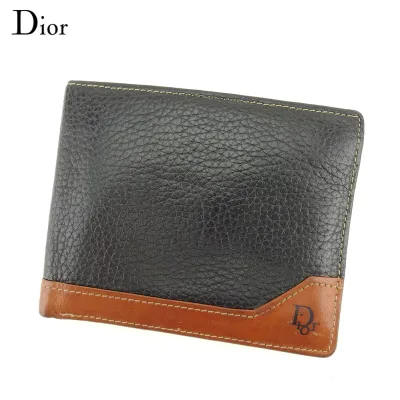 【秋のブランドBIG SALE★25%OFFクーポン】ディオール Dior 二つ折り 札入れ 二つ折り 財布 レディース メンズ ブラック ブラウン レザー 【ディオール】 T9026 【中古】 ブランド ハイブランド ヴィンテージ 送料無料