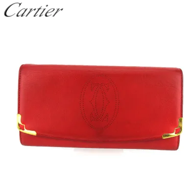 【秋のブランドBIG SALE★25%OFFクーポン】カルティエ 長財布 メンズ可 レッド レザー Cartier 【カルティエ】 T18820 【中古】 ブランド ハイブランド ヴィンテージ 送料無料