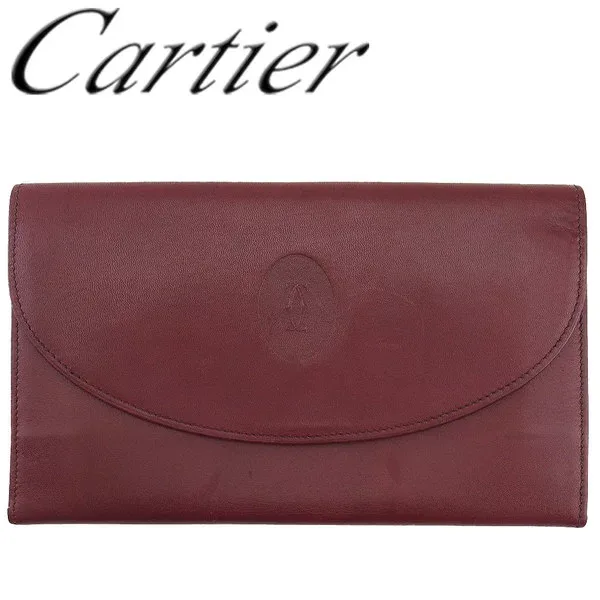 【秋のブランドBIG SALE★25%OFFクーポン】【中古】 カルティエ 長財布 がま口 財布 レディース メンズ マストライン ボルドー レザー×ゴールド金具 Cartier T23936 ブランド ハイブランド ヴィンテージ 送料無料