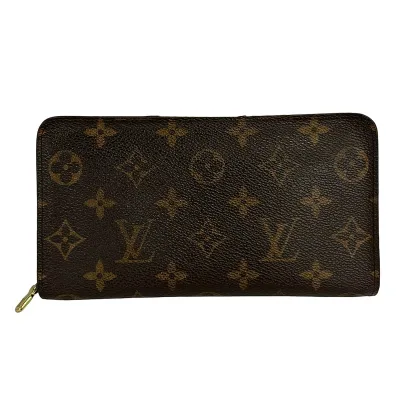 【中古】LOUIS VUITTON(ルイヴィトン) ポルト モネ・ジップ 長財布 レザー