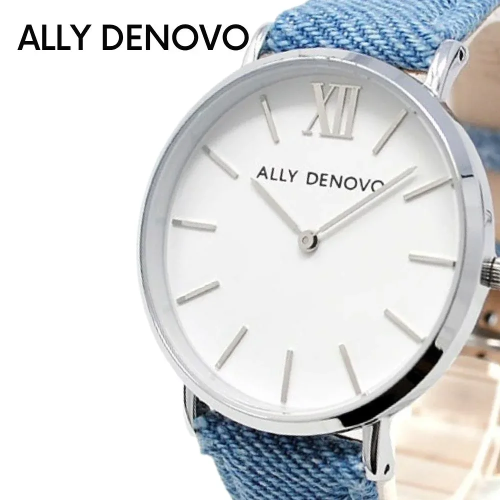 アリーデノヴォ 腕時計 メンズ レディース ユニセックス ライトブルー デニム 36mm シンプル おしゃれ クオーツ ブランドウォッチ ALLY DENOVO 彼氏 彼女 プレゼント ギフト 誕生日 成人 卒業 入学