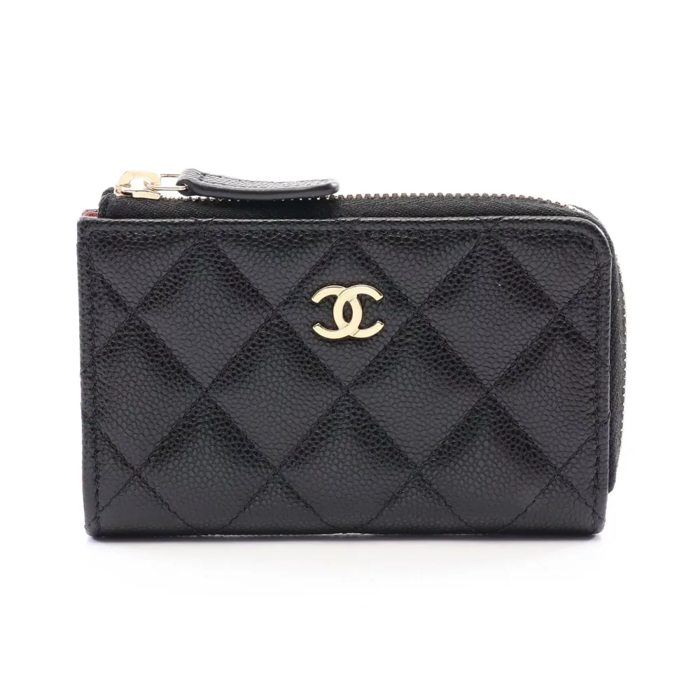シャネル CHANEL マトラッセ キーリング付き コインケース 財布 キャビアスキン(グレインドカーフ) レディース ブラック系 AP0221 【中古】