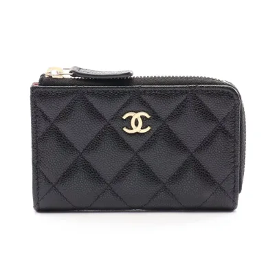 シャネル CHANEL マトラッセ キーリング付き コインケース 財布 キャビアスキン(グレインドカーフ) レディース ブラック系 AP0221 【中古】