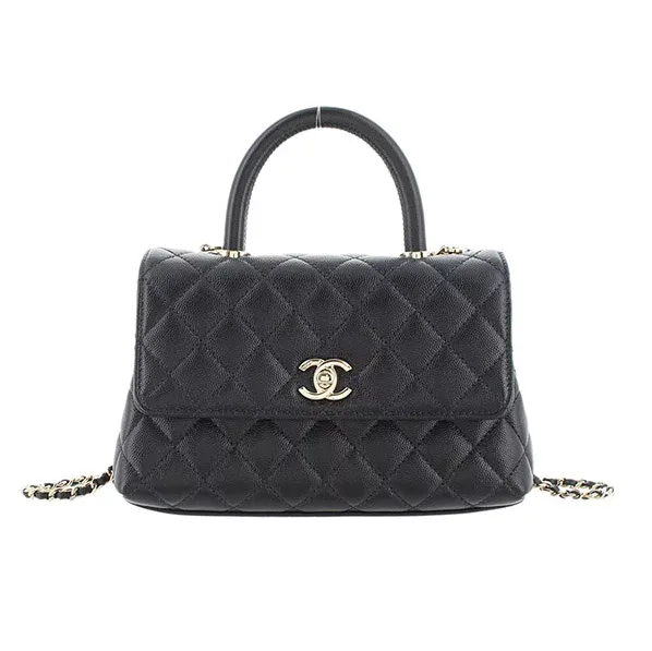 ☆☆ シャネル CHANEL ココハンドル24 XS 2WAYハンドバッグ マトラッセ キャビアスキン 黒 シャンパンゴールド金具 A92990 バッグ 【中古】