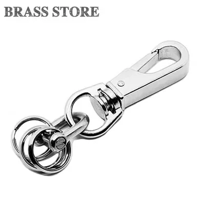 BRASS STORE ブラスストア / ニッケル シルバー ナスカン キーホルダー(リング3個)キーフック メンズ キーリング 銀色 金属 ベルトループ キーチェーン シンプル