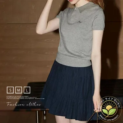 ポロシャツ サマーニット レディース 夏 ニット 半袖 Tシャツ カットソー ショート丈 トップス プルオーバー 折襟 ニットトップス ゆったり 着・せ カジュアル オフィス お洒落 シンプル きれいめ 大人 通勤OL 通学 20代 30代 40代 50代