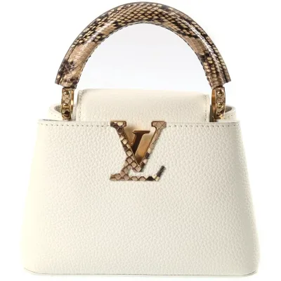 LOUIS VUITTON(ルイヴィトン) カプシーヌMINI 2WAYハンドバッグ ショルダーバッグ パイソンハンドル ホワイト トリヨンレザー N98477 ゴールド金具【中古】【程度B】【カラーホワイト】【取扱店舗BRING:RED心斎橋店】