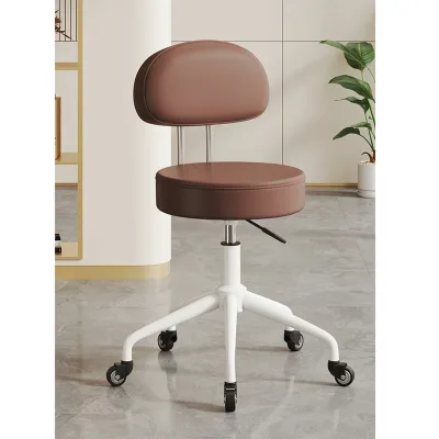Round Stool 47 Round Chair with Casters Work Chair Chair Round Chair Liftable Height Adjustable Swivel Chair Synthetic Leather Desk Chair Swivel Chair Coffee Color 1 Chair with Casters Leather High Chair Interior Cute Chair Chair