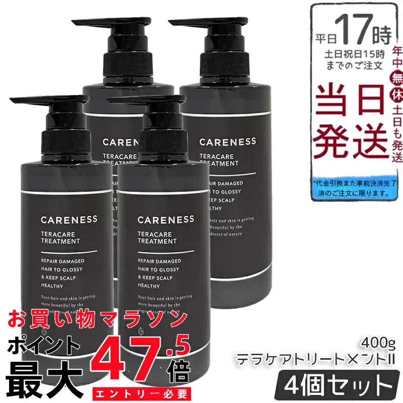 【4個セット】ケアネス テラケアトリートメント 400g ヘアケア ダメージケア 保湿 うるおい ヘアトリートメント サロンヘアケア 美容室専売 ダメージヘア 乾燥ケア 毛先ケア まとまり なめらか髪 ツヤ髪 コンディショニング ヘアケア用品 デイリーケア
