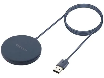 【お取り寄せ】エレコム ワイヤレス充電器 5W マグネット内蔵 卓上 ネイビー W-MA01NV