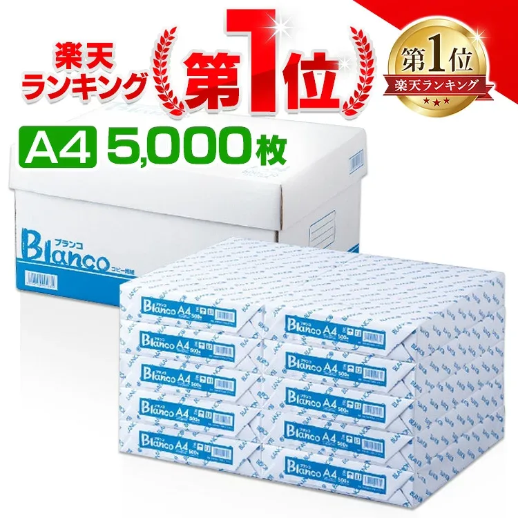 \どなた様でも購入いただけます/コピー用紙 Blanco コピー用紙 A4 5000枚(500枚×10冊) カラーコピーインク 用紙 印刷用紙 オフィス用品 コピー用紙 a4 5000枚 コピー用紙 印刷用紙 大量印刷 見やすい FAX 上質 シンプル 事務用品 書類 紙厚93μ 備品