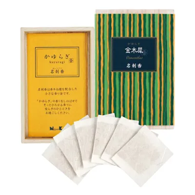 【10%OFFクーポン】日本香堂 かゆらぎ 金木犀 名刺香 桐箱6入 香り袋 メーカー品番38464