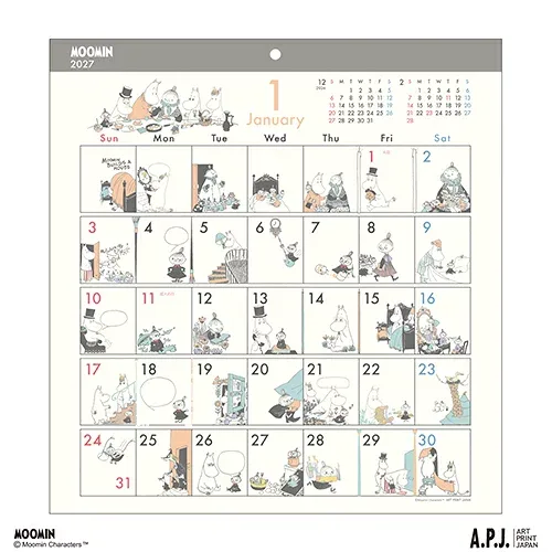 【10%OFFクーポン】アートプリントジャパン 2027年版カレンダー コミックデザイン ムーミン MOOMIN A.P.J. メーカー品番1000140780