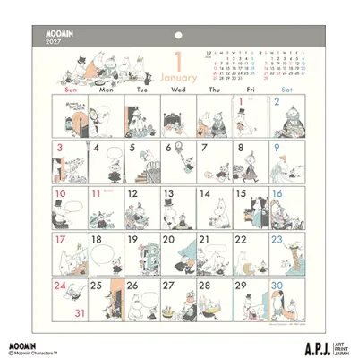 【10%OFFクーポン】アートプリントジャパン 2027年版カレンダー コミックデザイン ムーミン MOOMIN A.P.J. メーカー品番1000140780
