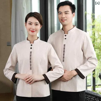 清掃服 男女兼用 ホテル 清掃員 作業服 長袖 綿 秋冬 米色 グレー L XL XXL XXXL 4XL 5XL2