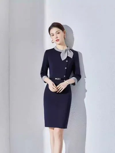 One Piece Women's Formal Short Sleeve Knee Length Plain Office Commuting Office Lady Uniform Elegant Elegant Beautiful Feminine Spring Summer Polyester