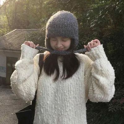ニット帽 レディース 秋冬 防寒 灰色 グレー 保温 防風 大頭 小顔効果 耳当て付き ファッション おしゃれ かわいい 婦人帽子 女性用 ミセス2
