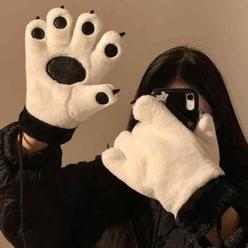 手袋 レディース かわいい 猫の手 グローブ 秋冬 防寒 暖かい 裏起毛 防風 アウトドア 自転車2