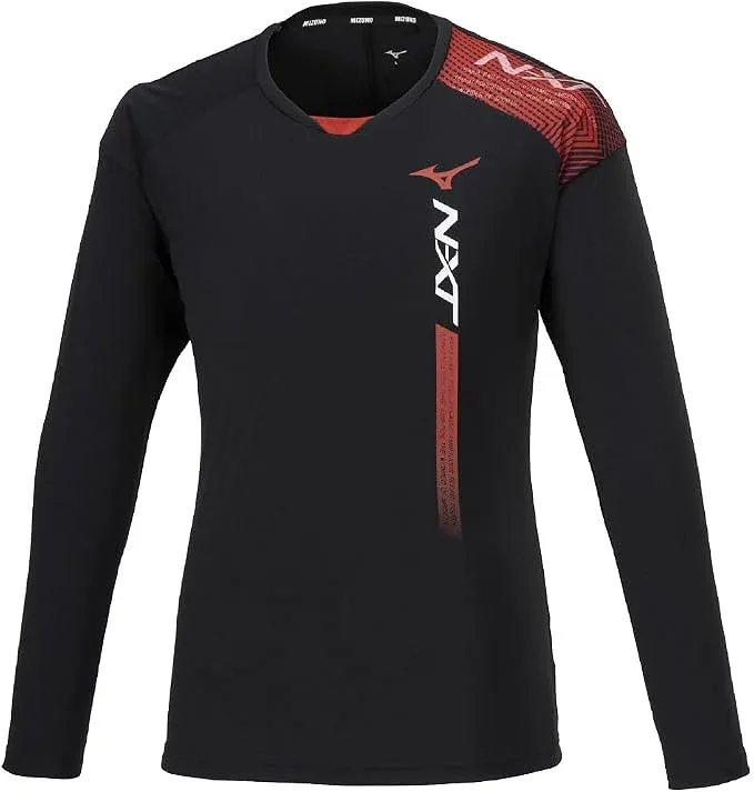 ミズノ(MIZUNO) バレーボール N-XTプラクティス長袖シャツ ムーブテック V2MAA511 ブラック×レッド XLサイズ