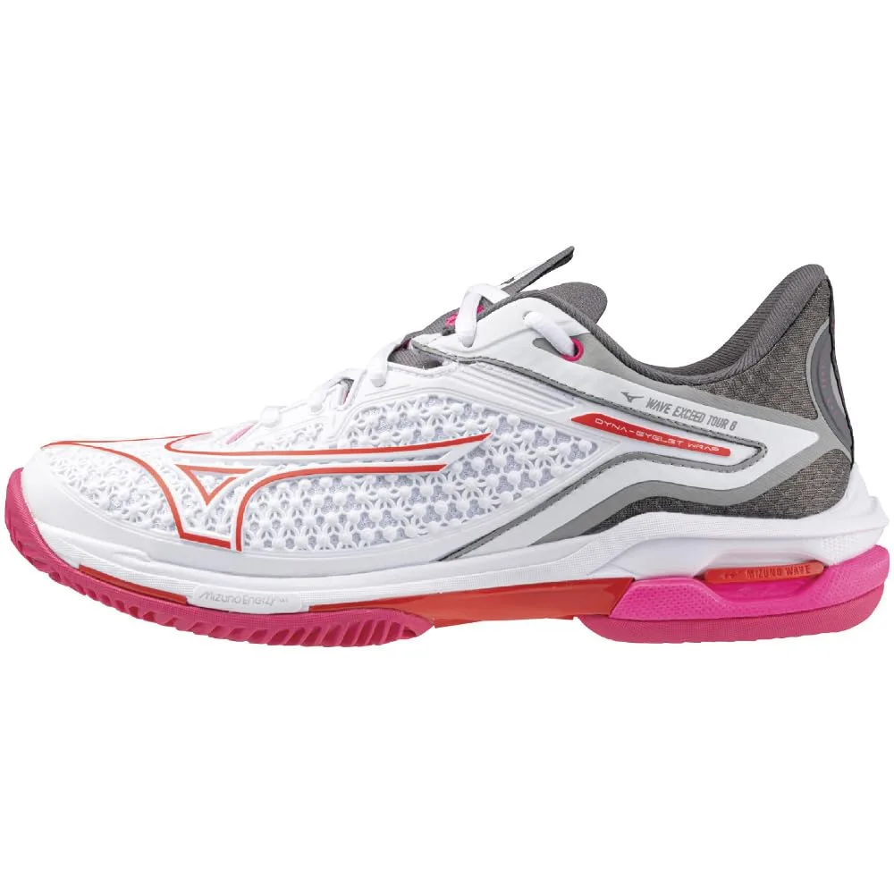 ミズノ(MIZUNO) テニスシューズ ウエーブエクシード TOUR 6 OC 軽量 ホワイト×ピンク×レッド E 61GB247358