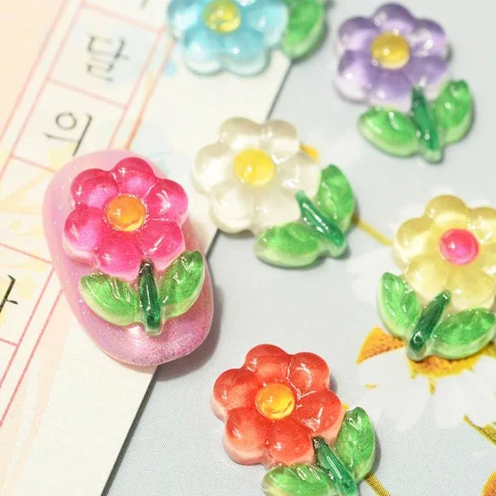 キッチュ フラワーパーツ (6色r) 2pcs ネイルパーツ デコパーツ ネイルアート 韓国ネイル