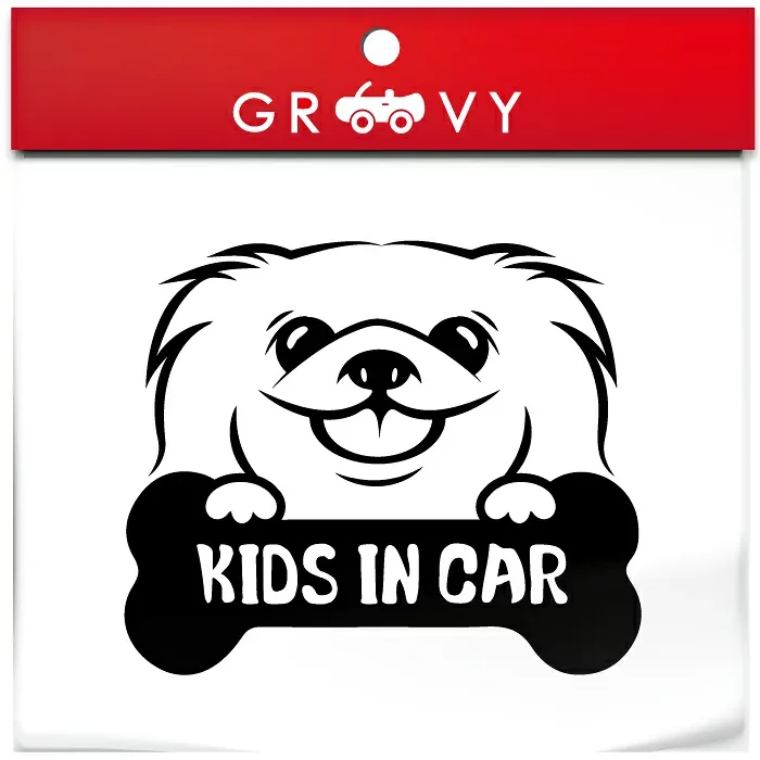 ペキニーズ 犬 ステッカー 子供 乗ってます KIDS IN CAR キッズ イン カー 車 自動車 エンブレム シール デカール アクセサリー ブランド アウトドア グッズ 雑貨 おもしろ かっこいい おしゃれ