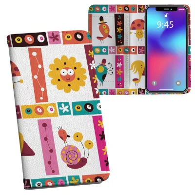 iPhone11 6.1インチ 専用 iphone 11 アイフォン softbank docomo au 両面プリント 裏表 内側 内面 スマホ カバー レザー ケース 手帳タイプ フリップ ダイアリー 二つ折り 革 フルデザイン 008100 ユニーク アニマル 花 フラワー カラフル 鳥 模様