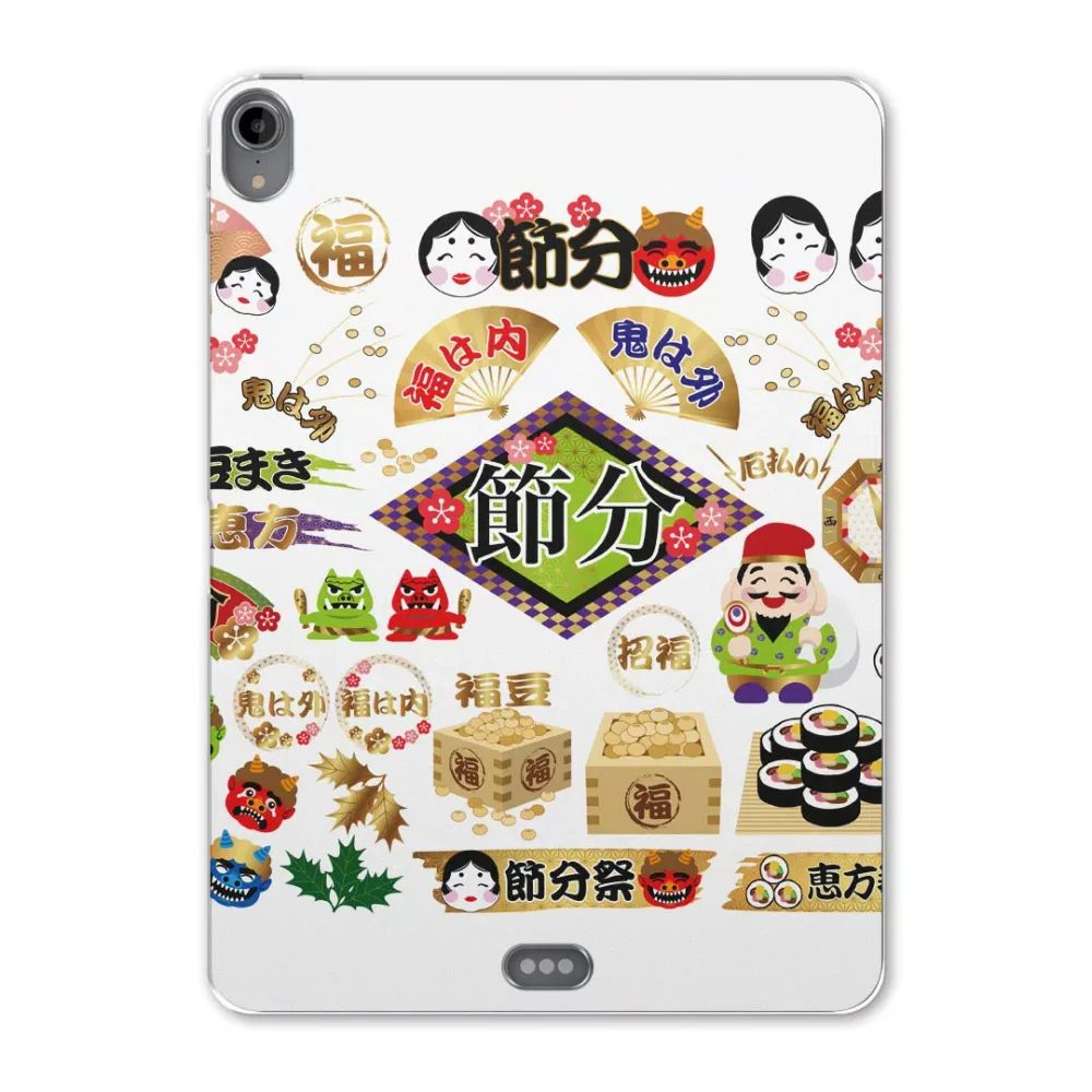 iPad Pro 12.9 第3世代 2019年版 用 ケース ソフト TPUケース A1876 A2014 A1895 対応 タブレットケース タブレットカバー 015449 節分 鬼 梅 イベント 節句