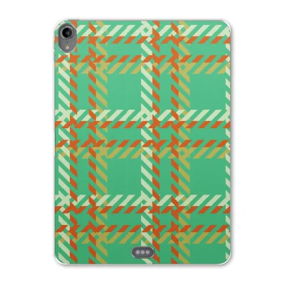 iPad Pro 12.9 第3世代 2019年版 用 ケース ソフト TPUケース A1876 A2014 A1895 対応 タブレットケース タブレットカバー 003924 チェック・ボーダー チェック 緑 オレンジ