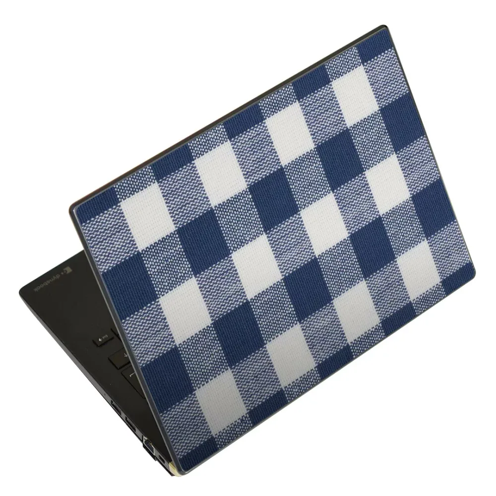 ノートパソコン スキンシール 17インチまで対応 汎用ステッカー 2枚セット LAVIE用 FMV用 LIFEBOOK用 Dynabook用 Lenovo用 Thinkbook用 IdeaPad用 HP用 Pavillon用 ENVY用 Elite用 Dell用 Vostro用 Inspiron用 VAIO用 000907 チェック 青